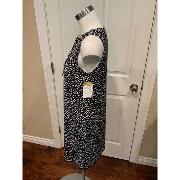 Michael Kors Black & White Animal Print Sleeveless Dress W/ Neck Tie, Size S - Picture 4 of 6